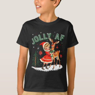 Fröhliches Weihnachten Retro 50er Jahre Süßes Mädc T-Shirt