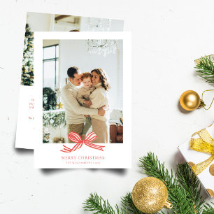Fröhliches Weihnachten Rotes Schleifenfoto Familie