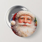 Fröhliches Weihnachten Santa Porträt Button (Vorne & Hinten)