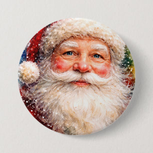 Fröhliches Weihnachten Santa Porträt Button