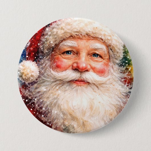 Fröhliches Weihnachten Santa Porträt Button (Vorderseite)