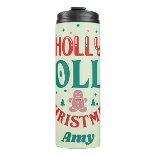 Fröhliches Weihnachten Süßer Lebkuchenmann Retro Thermosbecher