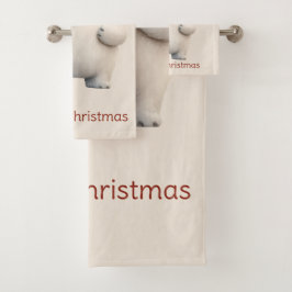 Fröhliches Weihnachten Süßes Eisbär-Design Badhandtuch Set