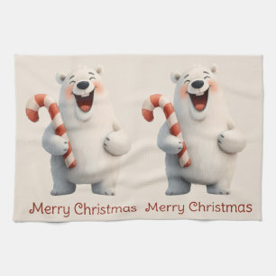 Fröhliches Weihnachten Süßes Eisbär-Design Geschirrtuch