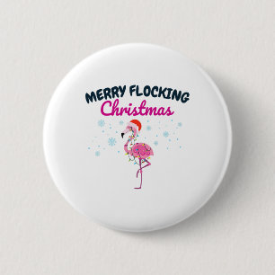 Fröhliches Weihnachten Tropischer Florida Flamingo Button