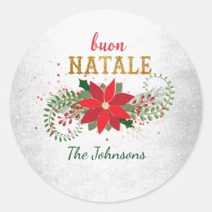 Fröhliches WeihnachtenBuon Natale italienisches Runder Aufkleber