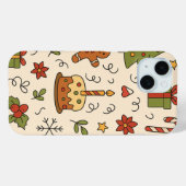 Fröhliches Weihnachts-Doodle-Muster Case-Mate iPhone Hülle (Rückseite (Horizontal))