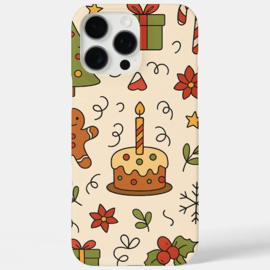 Fröhliches Weihnachts-Doodle-Muster Case-Mate iPhone Hülle (Rückseite)