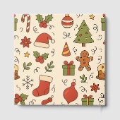 Fröhliches Weihnachts-Doodle-Muster Gästebuch (Rückseite)