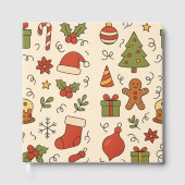 Fröhliches Weihnachts-Doodle-Muster Gästebuch (Vorderseite)