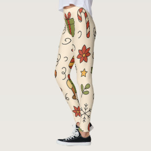 Fröhliches Weihnachts-Doodle-Muster Leggings