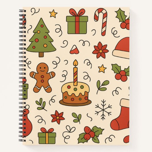 Fröhliches Weihnachts-Doodle-Muster Notizblock (Vorderseite)