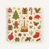 Fröhliches Weihnachts-Doodle-Muster Notizblock (Vorderseite)