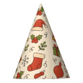 Fröhliches Weihnachts-Doodle-Muster Partyhütchen (Vorderseite)