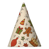 Fröhliches Weihnachts-Doodle-Muster Partyhütchen (Rechts)