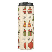 Fröhliches Weihnachts-Doodle-Muster Thermosbecher (Rückseite)
