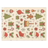 Fröhliches Weihnachts-Doodle-Muster Tischdecke (Vorderseite (Horizontal))