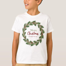 Fröhliches Weihnachts-Kranz-T-Shirt für Kinder