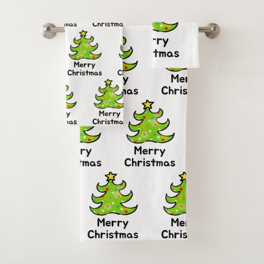 Fröhliches Weihnachtsbaum-Design mit Laune Badhandtuch Set (Insitu)
