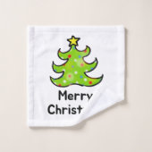 Fröhliches Weihnachtsbaum-Design mit Laune Badhandtuch Set (Waschlappen)