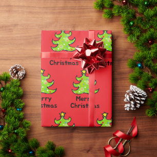 Fröhliches Weihnachtsbaum-Design mit Laune Geschenkpapier