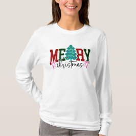 Fröhliches Weihnachtsbaum-Design mit Schleifen Fei T-Shirt