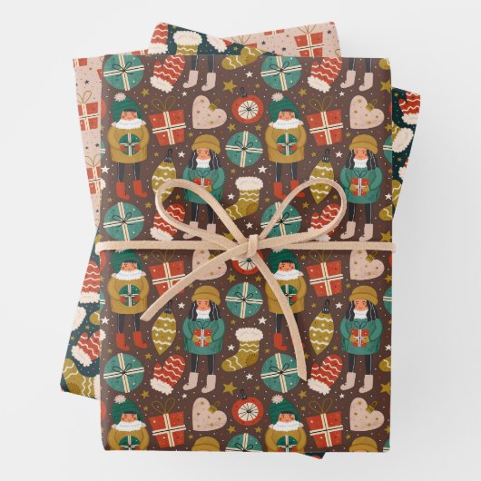 fröhliches Weihnachtsdesign Geschenkpapier Set (Beispiel)