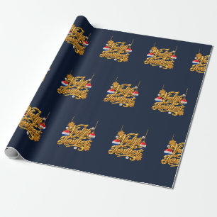 Fröhliches Weihnachtsfest Dutch Gold Christmas-Wra Geschenkpapier
