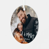 fröhliches Weihnachtsfest - Schneeflocken Foto Ornament Aus Metall (Vorderseite links)