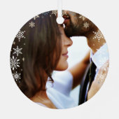 fröhliches Weihnachtsfest - Schneeflocken Foto Ornament Aus Metall (Rückseite)