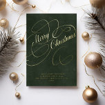 Fröhliches Weihnachtsgeschäft elegant Folien Feiertagskarte<br><div class="desc">Einfache,  luxuriöse Business Corporate Grußkarte mit klassischer Goldfolie Merry Christmas Klassik Skript über einem Vintag dunkelgrünen Samt exklusiv aussehen (PRINTED,  NOT REAL VELVET).              Einfach mit Ihrem Text auf beiden Seiten personalisieren.                        BITTE BEACHTEN SIE,  dass die Folienfarbe verändert werden kann - Sie können Gold,  Silber oder Rose wählen.</div>