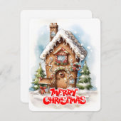 fröhliches Weihnachtsgingerhausdesign Feiertagskarte (Vorne/Hinten)