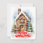 fröhliches Weihnachtsgingerhausdesign Feiertagskarte (Vorderseite)