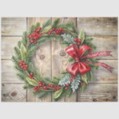 Fröhliches Weihnachtskranz-Tissue-Papier rustikal Seidenpapier (Vorderseite)