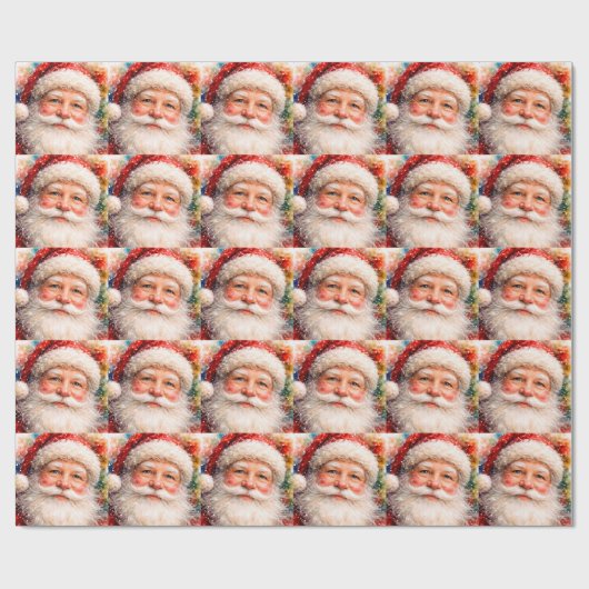 Fröhliches Weihnachtsmann-Porträt Geschenkpapier (Flach)