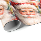 Fröhliches Weihnachtsmann-Porträt Geschenkpapier (Rolleneckpunkt)