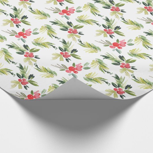 Fröhliches Weihnachtsmuster des Mistelzweig-| Geschenkpapier (Ecke)