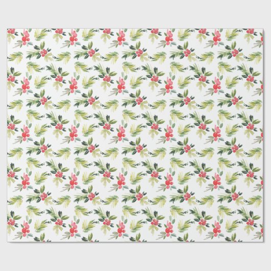 Fröhliches Weihnachtsmuster des Mistelzweig-| Geschenkpapier (Flach)