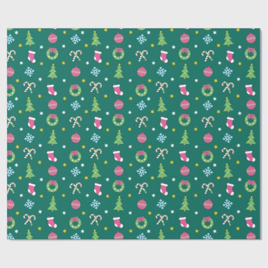 Fröhliches Weihnachtsmuster Geschenkpapier (Flach)