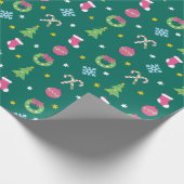 Fröhliches Weihnachtsmuster Geschenkpapier (Ecke)