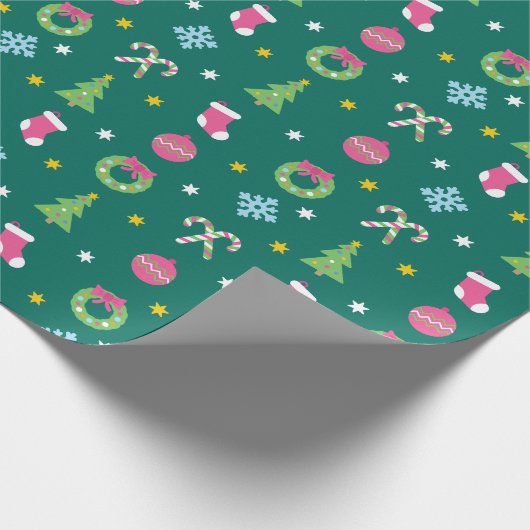 Fröhliches Weihnachtsmuster Geschenkpapier (Ecke)