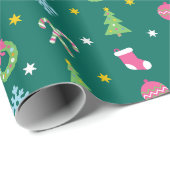 Fröhliches Weihnachtsmuster Geschenkpapier (Rolleneckpunkt)