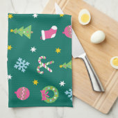 Fröhliches Weihnachtsmuster Geschirrtuch (Viertel Falte)