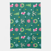 Fröhliches Weihnachtsmuster Geschirrtuch (Vertikal)