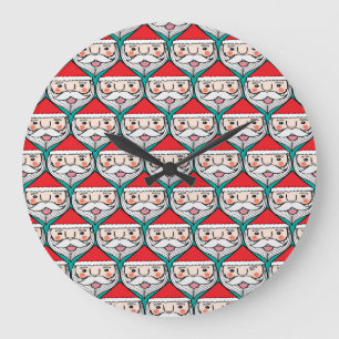 Fröhliches Weihnachtsmuster Große Wanduhr