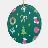 Fröhliches Weihnachtsmuster Keramik Ornament (Links)