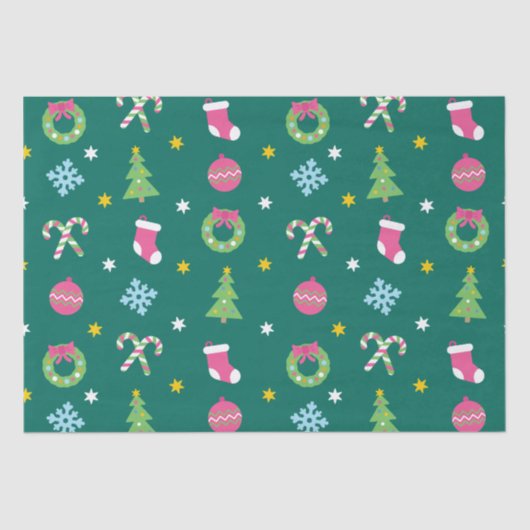 Fröhliches Weihnachtsmuster Seidenpapier (Vorderseite)