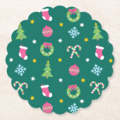 Fröhliches Weihnachtsmuster Untersetzer (Vorderseite)
