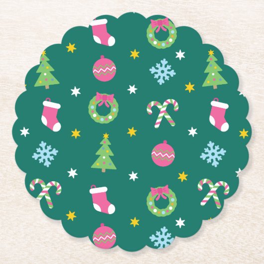 Fröhliches Weihnachtsmuster Untersetzer (Vorderseite)