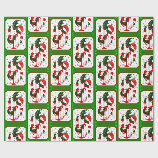 fröhliches Weihnachtspapier Krampus santa Geschenkpapier (Flach)